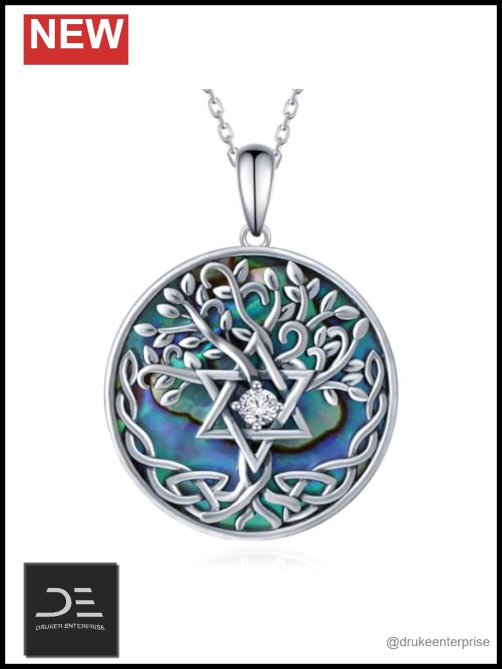 Sterling Silver Star of David Tree of Life Pendant Necklace Jewish Jewelry for